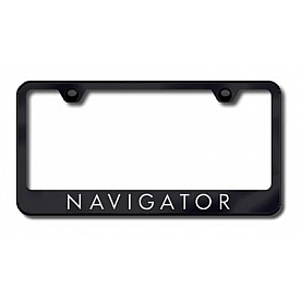Automotive Gold License Plate Frame - Black Stainless Steel - LFNAVEB