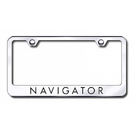 Automotive Gold License Plate Frame - Silver Stainless Steel - LFNAVEC