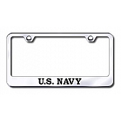 Automotive Gold License Plate Frame - Silver Stainless Steel - LFNAVYEC
