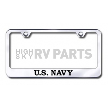 Automotive Gold License Plate Frame - Silver Stainless Steel - LFNAVYEC