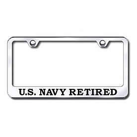Automotive Gold License Plate Frame - Silver Stainless Steel - LFNAVYREC