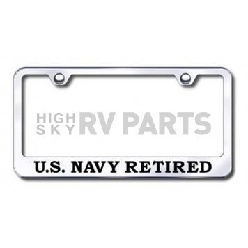 Automotive Gold License Plate Frame - Silver Stainless Steel - LFNAVYREC
