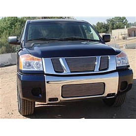 T-Rex Truck Products Grille Insert - Horizontal Bar Rectangular Polished Aluminum - 21781