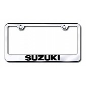 Automotive Gold License Plate Frame - Silver Stainless Steel - LFSUZEC