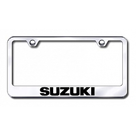 Automotive Gold License Plate Frame - Silver Stainless Steel - LFSUZEC