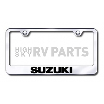 Automotive Gold License Plate Frame - Silver Stainless Steel - LFSUZEC