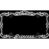 Cruiser License Plate Frame - Princess Lettering With Faceted Crystal Lined Tiara Die Cast Zinc - 22635