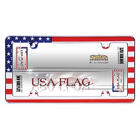 Cruiser License Plate Frame - USA Flag Die Cast Zinc - 23003