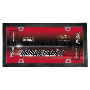 Cruiser License Plate Frame - Carbon Fiber Strips Die Cast Zinc - 58098