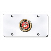 Automotive Gold License Plate - U.S. Marine Corps Logo Stainless Steel - USMC1CC