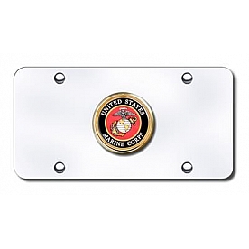 Automotive Gold License Plate - U.S. Marine Corps Logo Stainless Steel - USMC1CC