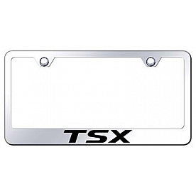 Automotive Gold License Plate Frame - Silver Stainless Steel - LFTSXEC