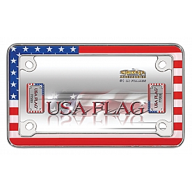 Cruiser License Plate Frame - USA Flag Die Cast Zinc - 77203