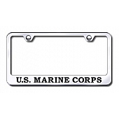 Automotive Gold License Plate Frame - Silver Stainless Steel - LFUSMCEC