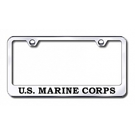 Automotive Gold License Plate Frame - Silver Stainless Steel - LFUSMCEC
