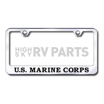 Automotive Gold License Plate Frame - Silver Stainless Steel - LFUSMCEC
