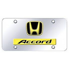 Automotive Gold License Plate - Accord/Honda Logo Stainless Steel - DACCGC