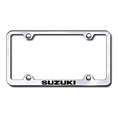 Automotive Gold License Plate Frame - Silver Stainless Steel - LFWSUZEC