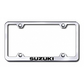 Automotive Gold License Plate Frame - Silver Stainless Steel - LFWSUZEC