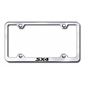 Automotive Gold License Plate Frame - Silver Stainless Steel - LFWSX4EC
