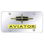 Automotive Gold License Plate - Aviator/Lincoln Logo Stainless Steel - DAVIGC