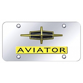 Automotive Gold License Plate - Aviator/Lincoln Logo Stainless Steel - DAVIGC