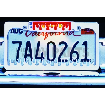 All Sales License Plate Frame - Flames Aluminum Silver - 54015TLP-1