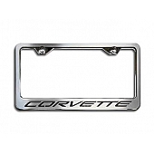 American Car Craft License Plate Frame - Corvette Lettering Stainless Steel - 032050BLK