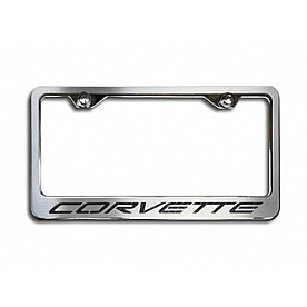 American Car Craft License Plate Frame - Corvette Lettering Stainless Steel - 032050BLK