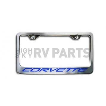 American Car Craft License Plate Frame - Corvette Lettering Stainless Steel - 032050BLU