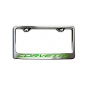 American Car Craft License Plate Frame - Corvette Lettering Stainless Steel - 032050GRN