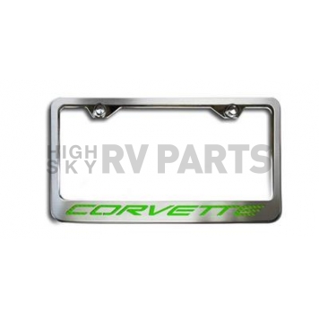 American Car Craft License Plate Frame - Corvette Lettering Stainless Steel - 032050GRN