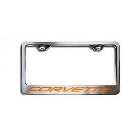 American Car Craft License Plate Frame - Corvette Lettering Stainless Steel - 032050ORG
