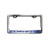 American Car Craft License Plate Frame - Corvette Lettering Stainless Steel - 032050PUR