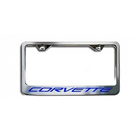 American Car Craft License Plate Frame - Corvette Lettering Stainless Steel - 032050PUR