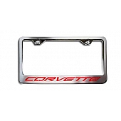 American Car Craft License Plate Frame - Corvette Lettering Stainless Steel - 032050RD