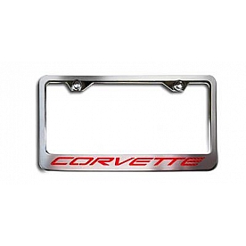 American Car Craft License Plate Frame - Corvette Lettering Stainless Steel - 032050RD