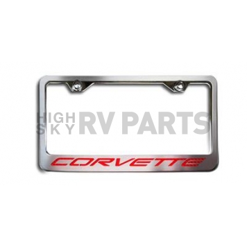 American Car Craft License Plate Frame - Corvette Lettering Stainless Steel - 032050RD