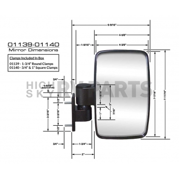 CIPA USA Exterior Mirror Rectangular Manual Black Single - 01139-3