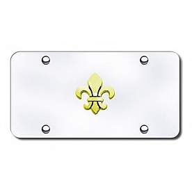 Automotive Gold License Plate - Fleur-De-Lis Stainless Steel - FDLGCM