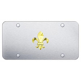 Automotive Gold License Plate - Fleur-De-Lis Stainless Steel - FDLGS