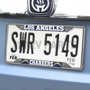 Fan Mat License Plate Frame - NFL Los Angeles Chargers Logo Metal - 21581-1