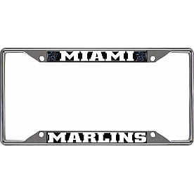 Fan Mat License Plate Frame - MLB Miami Marlins Logo Metal - 26627