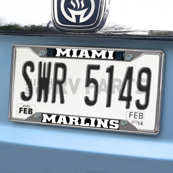 Fan Mat License Plate Frame - MLB Miami Marlins Logo Metal - 26627-1
