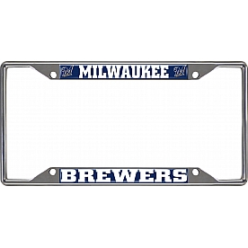 Fan Mat License Plate Frame - MLB Milwaukee Brewers Logo Metal - 26634