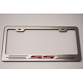 American Car Craft License Plate Frame - Standard Design With SS Letter Stainless Steel With Carbon Fiber Letter - 102097BLK