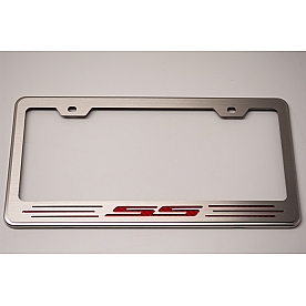 American Car Craft License Plate Frame - Standard Design With SS Letter Stainless Steel With Carbon Fiber Letter - 102097BLK