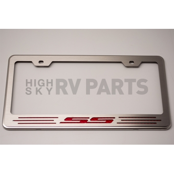 American Car Craft License Plate Frame - Standard Design With SS Letter Stainless Steel With Carbon Fiber Letter - 102097BLK