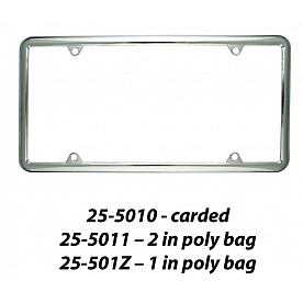 Superior Automotive License Plate Frame - Silver Chrome Plated - 255010