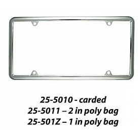 Superior Automotive License Plate Frame - Silver Chrome Plated - 25501Z